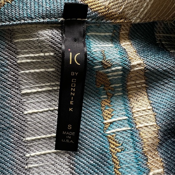 I C by Connie K Jacket Womens Small Multicolor 3/4 Sleeve Stripe Blazer Blue - Picture 2 of 7